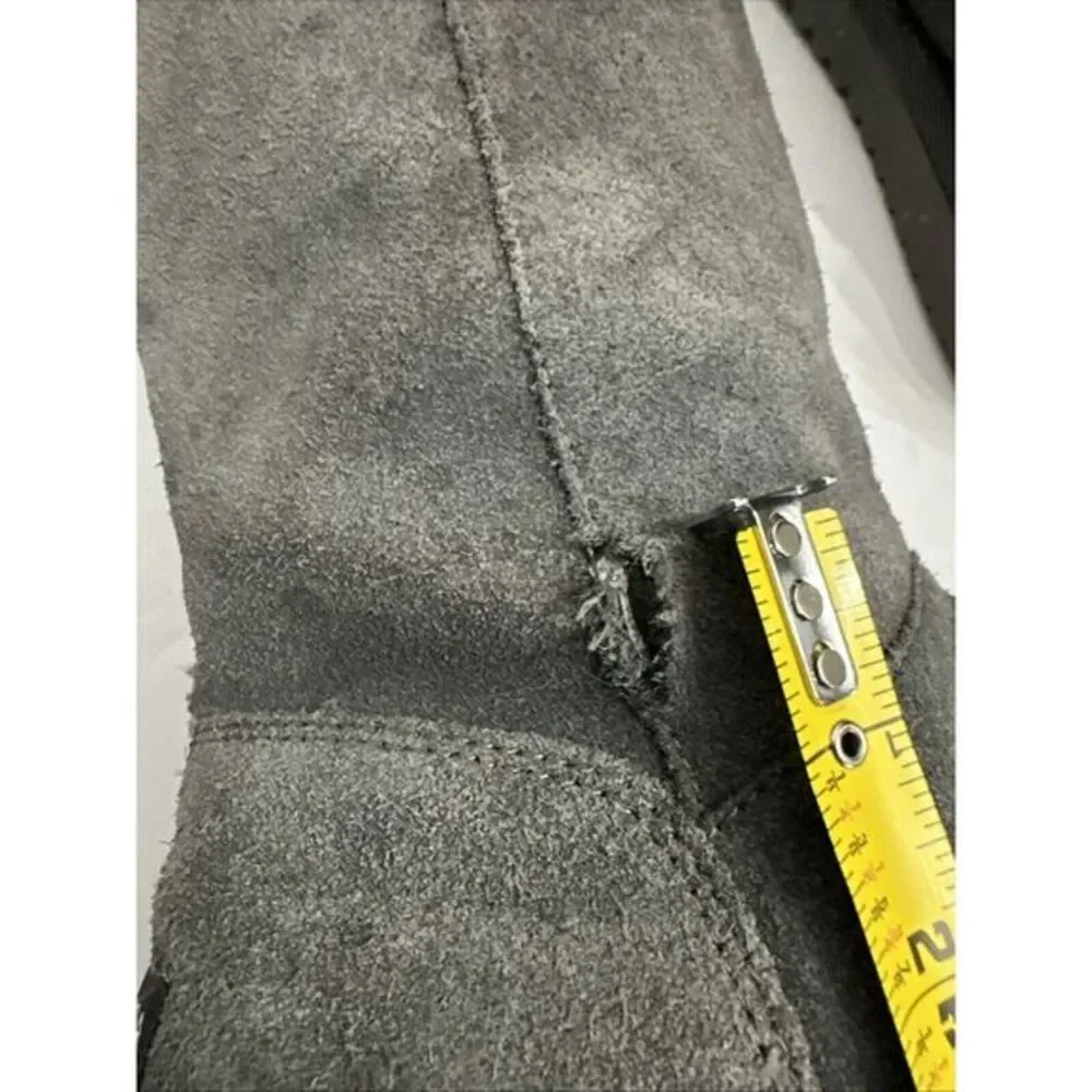 Koolaburra By Ugg Sz 8‎ Gray Suede Button Boots 8M Faux Fur Mid Calf